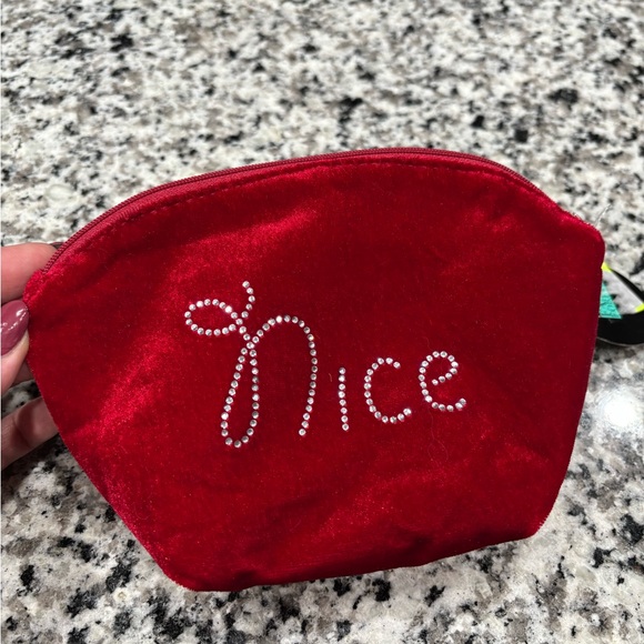 Red Velvet Pouch with Rhinestone Design - Picture 4 of 7